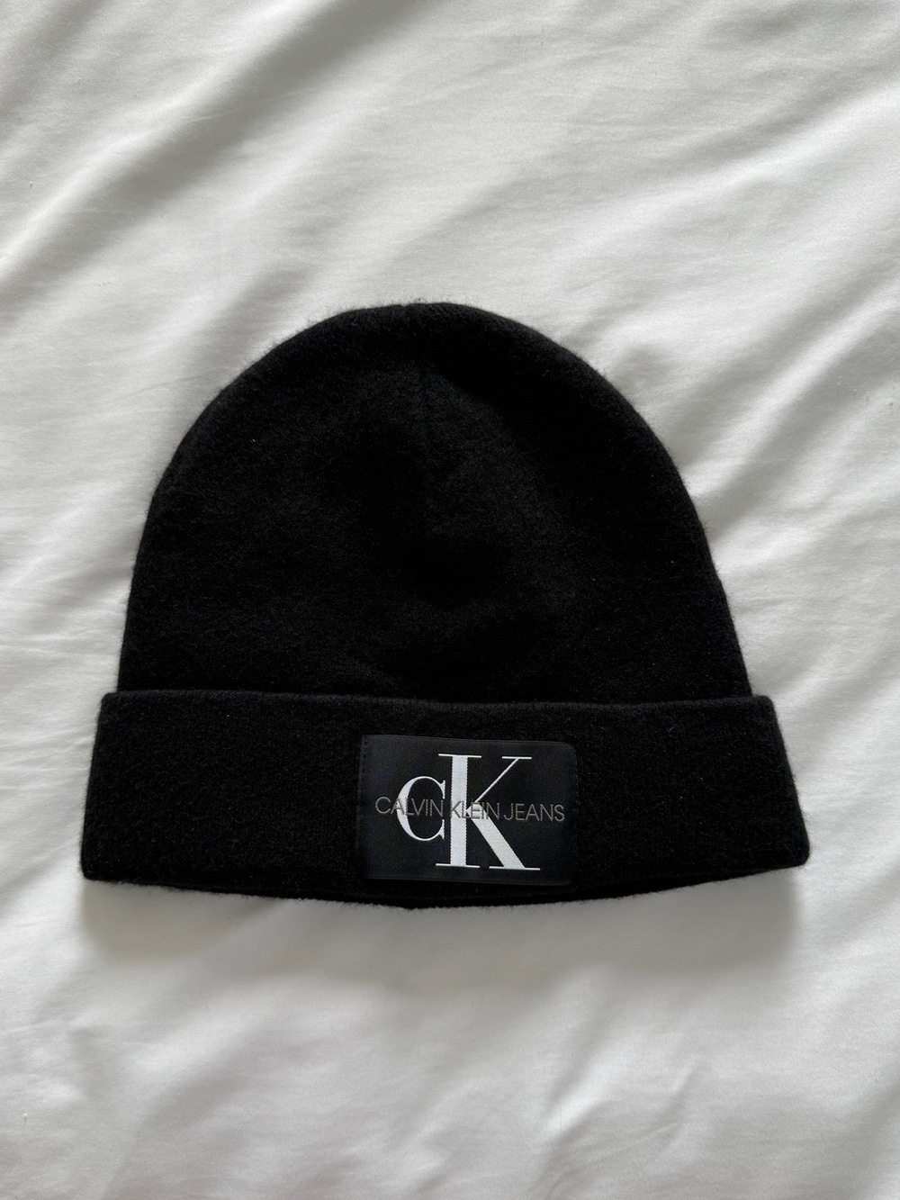 Calvin Klein Jeans Black Knit Beanie with CK Patch